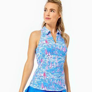 Lilly Pulitzer Lakelyn Bra Polo - "Boatylicious" in Zanzibar Blue - Ladies XXS